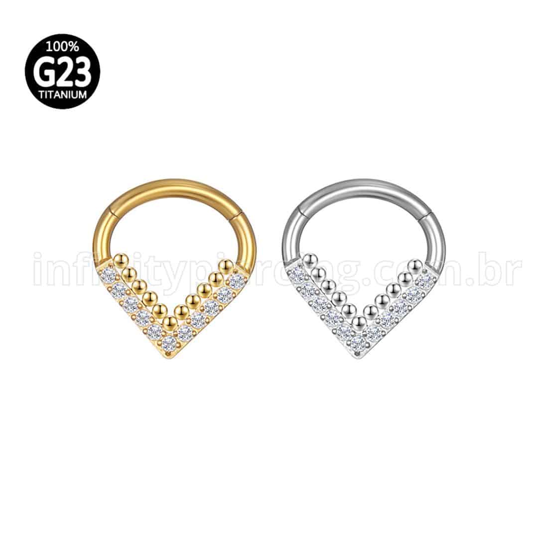 Piercing Argola Gota Titânio Segmento Articulado Indiana Zircônia